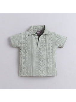 Little Kangaroos - Green Textured Polyester Regular Polo T-shirt