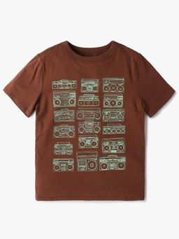 GAP - Brown Printed Cotton Relaxed T-Shirt