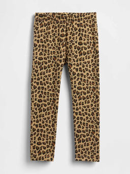 GAP - Beige Animal Print Cotton Regular Leggings