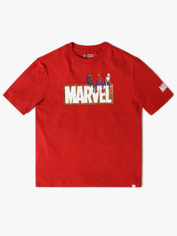 GAP - Red Printed Cotton Oversized T-Shirt
