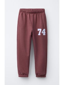 Alan Jones - Burgundy Embroidered Cotton Regular Joggers
