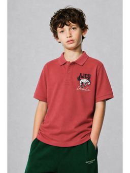 Alan Jones - Red Embroidered Cotton Regular Polo T-Shirt
