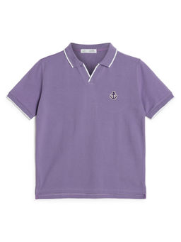 Alan Jones - Purple Solid Cotton Regular Polo T-Shirt