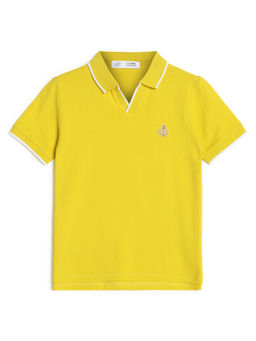 Alan Jones - Yellow Solid Cotton Regular Polo T-Shirt