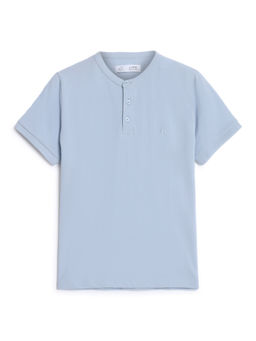 Alan Jones - Blue Solid Cotton Regular T-Shirt