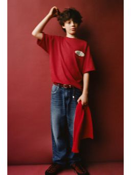 Alan Jones - Red Printed Cotton Oversized T-Shirt