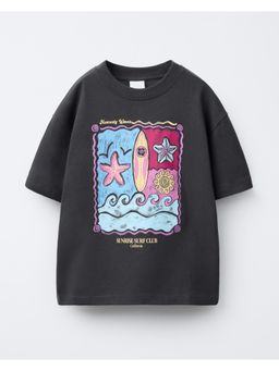 Alan Jones - Grey Printed Cotton Regular T-Shirt