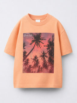 Alan Jones - Peach Printed Cotton Regular T-Shirt