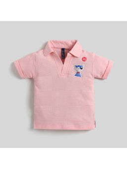 Little Kangaroos - Peach Solid Polyester Regular T-shirt