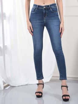 CRIMSOUNE CLUB - Womens Navy Blue Skinny Jeans