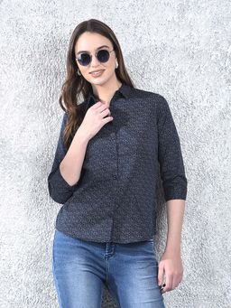 CRIMSOUNE CLUB - Womens Printed Navy Blue Shirt