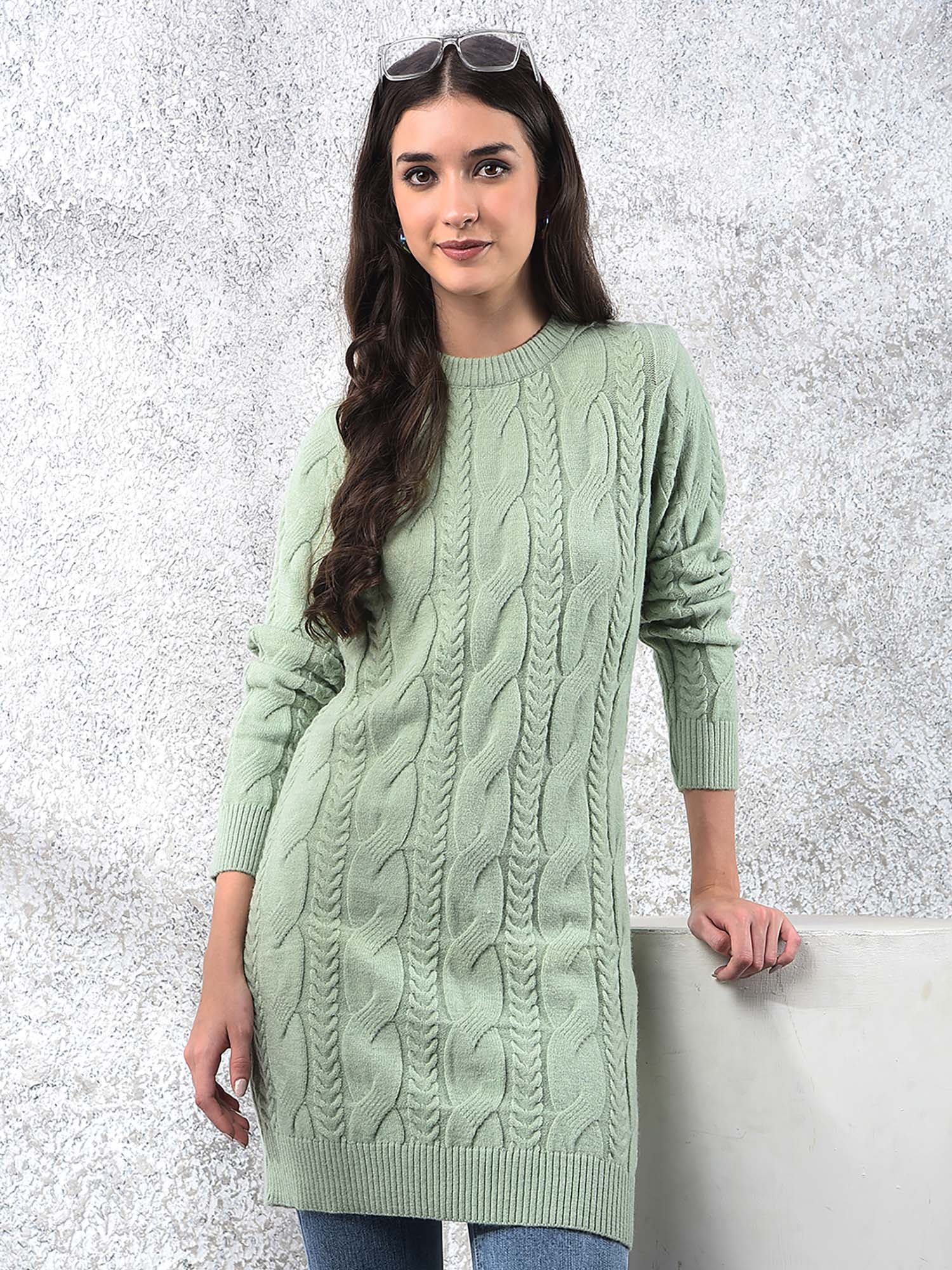 crimsoune club Women's Green Long Length Acrylic Dress-picture-16