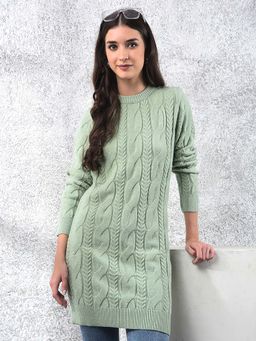 CRIMSOUNE CLUB - Women's Green Long Length Acrylic Dress