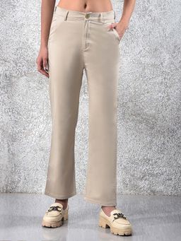 CRIMSOUNE CLUB - Women Beige Straight Pant