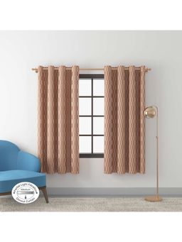 HomeTown - Fiesta Jacquard Dim Out Curtains 5 Feet In Blush Colour (Set of 2)