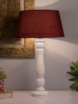 Homesake - Victorian White Table Lamp Red Shade