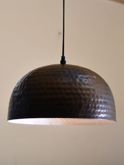 Homesake - Antique Copper Hammered Pendant Hanging