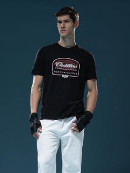 Tommy Hilfiger - Black Printed Regular Fit Cotton T-Shirt