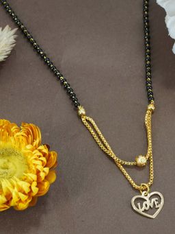 GRIIHAM - Gold Plating Black Bead Mangalsutra Mangalya Chain 18 Inches