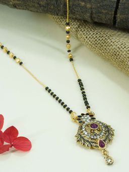 GRIIHAM - Gold Plating Black Bead Mangalsutra Mangalya Chain 18 Inches