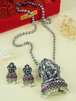 GRIIHAM - Oxidised Silver-Plated Ad-Studded Jewellery Set
