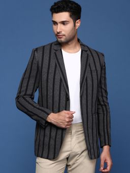 SHOWOFFFF Mens Grey Slim Fit Single Breasted Blazer