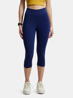 Jockey - 1391 Women Super Combed Cotton Elastane Capri - Imperial blue & Biscay bay