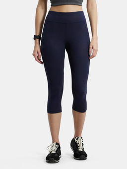 Jockey - 1391 Women Super Combed Cotton Elastane Capri - Navy blazer and Ruby (XXL)