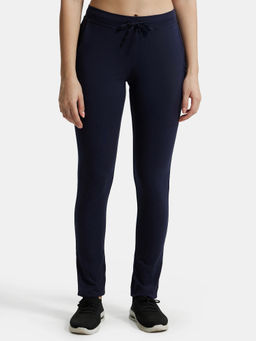 Jockey - 1301 Women Super Combed Cotton Elastane Trackpants - Navy Blazer
