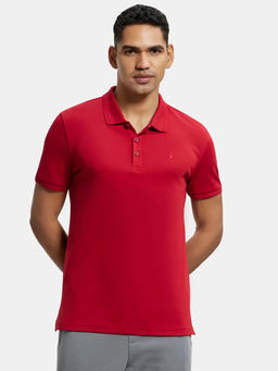Jockey - 3912 Men Super Combed Cotton Rich Solid Half Sleeve Polo T-Shirt-Shanghai Red