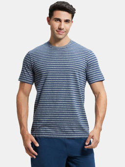 Jockey - 2715 Men Cotton Rich Striped Round Neck T-Shirt - Performance Navy & Iris Blue
