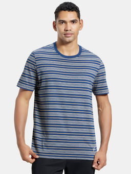 Jockey - 2717 Men Cotton Rich Striped Round Neck T-Shirt - Black and Graphite