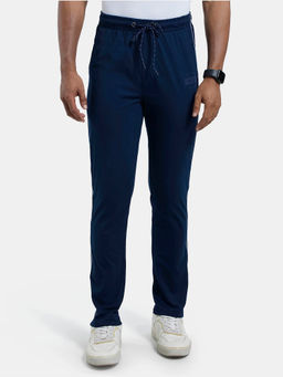 Jockey - 9501 Men Super Combed Cotton Slim Fit Trackpant - Navy and Neon Blue