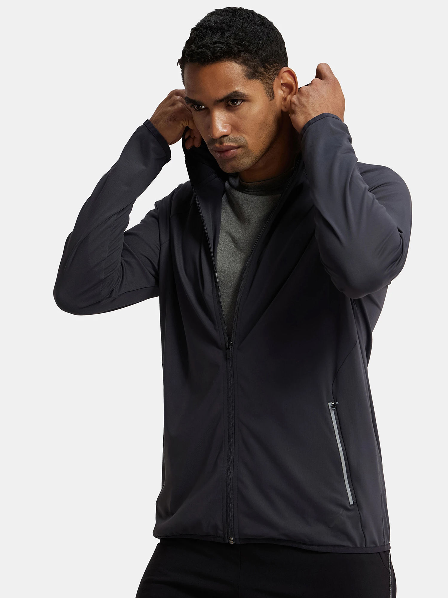 Buy Jockey MV31 Men Microfiber Elastane Solid Active Wear Hoodie