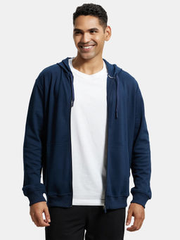 Jockey - AM61 Men Super Combed Cotton Rich Pique Hoodie Jacket - Navy