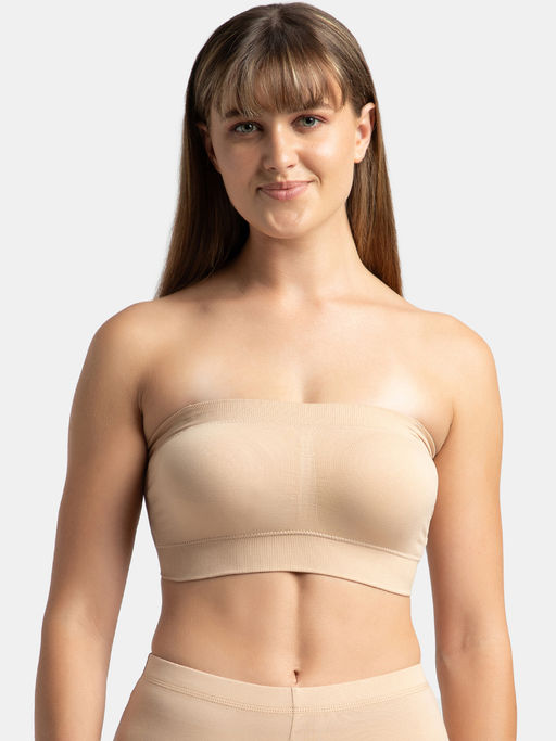 Jockey 1545 Women Wirefree Padded Micro Touch Nylon Elastane Bandeau Bra - Light Skin