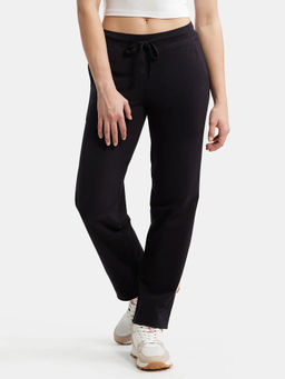 Jockey - 1302 Women Super Combed Cotton Elastane Trackpants - Black