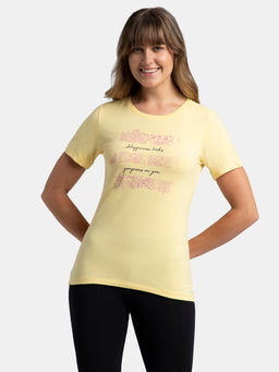 Jockey - 1361 Women Cotton Elastane Round Neck T-Shirt-Pineapple Slice Assorted Prints