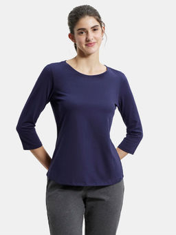 Jockey - A100 Women Super Combed Cotton Solid 3/4th Sleeve T-Shirt - Classic Navy