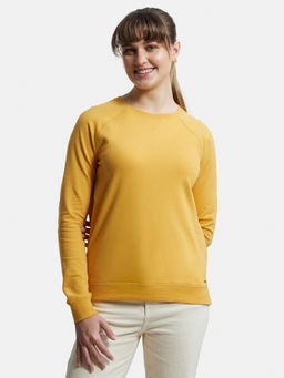 Jockey - AW67 Women Cotton Rich French Terry Fabric Solid Sweatshirt - Honey Gold