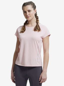 Jockey - MW34 Women Microfiber Fabric Printed Active Wear T-Shirt - Almond Blossom