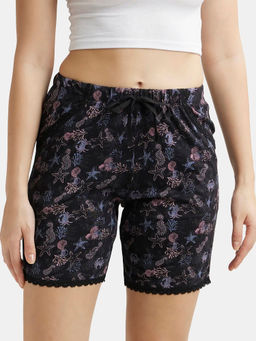 Jockey - RX10 Women Micro Modal Cotton Printed Shorts - Black