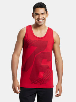 Jockey - 9928 Men Super Combed Cotton Rich Graphic Printed Tank Top - Shangai Red Print