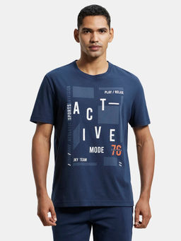 Jockey - 2718 Men Cotton Rich Graphic Printed Round Neck T-Shirt - Navy