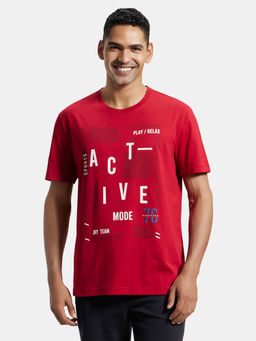 Jockey - 2718 Men Cotton Rich Graphic Printed Round Neck T-Shirt - Shanghai Red
