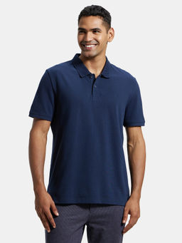 Jockey - AM35 Men Super Combed Cotton Fabric Solid Polo T-Shirt - Navy