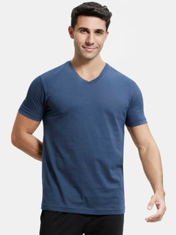 Jockey - 2726 Men Super Combed Cotton Rich Solid V Neck T-Shirt - Mid Night Navy