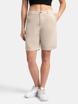 Jockey - A125 Women Super Combed Cotton Woven Twill Fabric Shorts - Oxford Tan