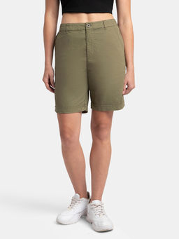 Jockey - A125 Women Super Combed Cotton Woven Twill Fabric Shorts - Burnt Olive