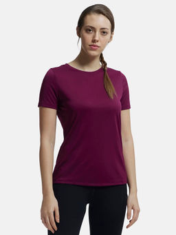 Jockey - MW71 Women Microfiber Polyester Fabric Active Wear T-Shirt - Grape Wine